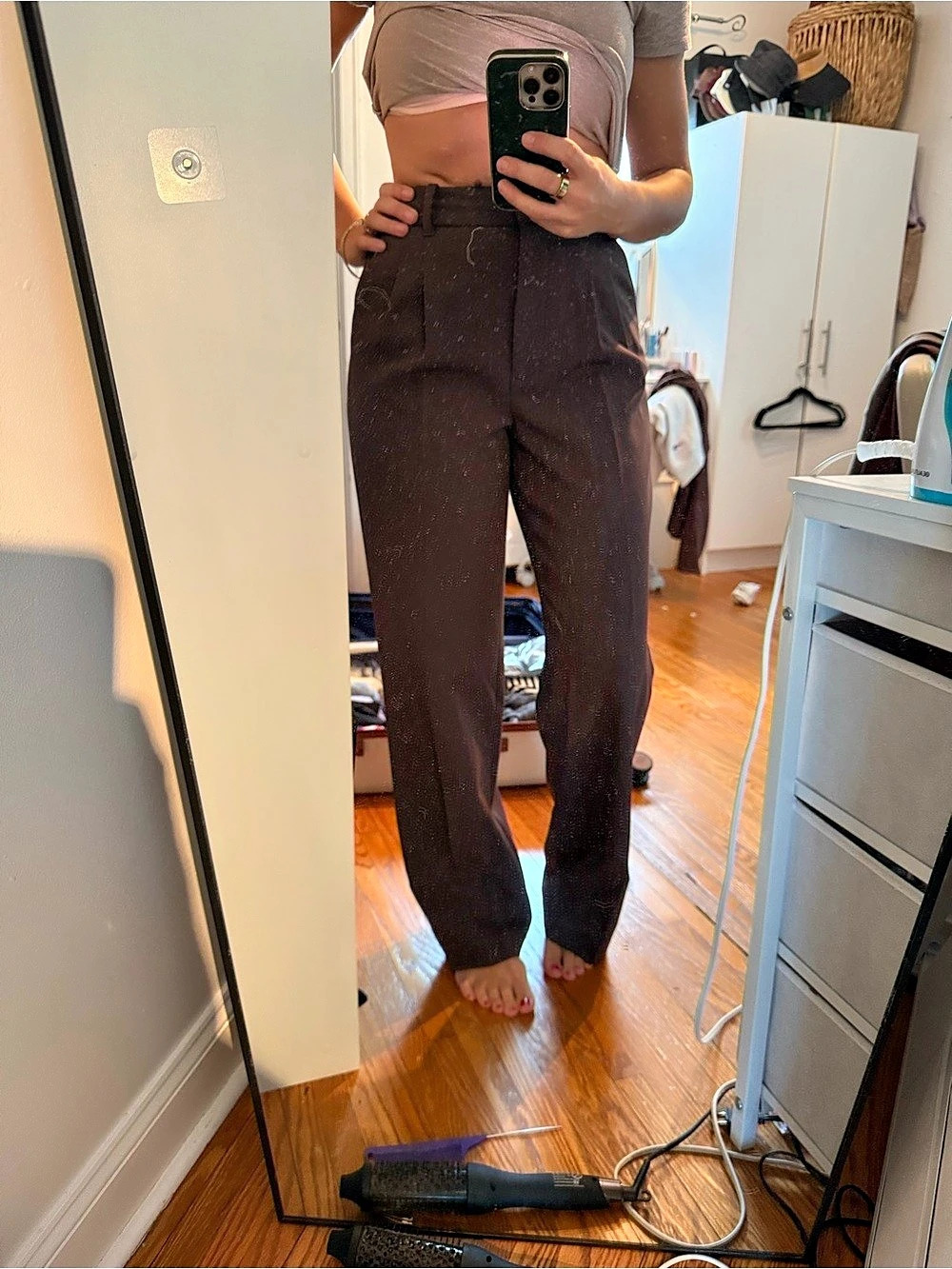 Aritzia The Effortless Pant Wide Leg Brown Size 2